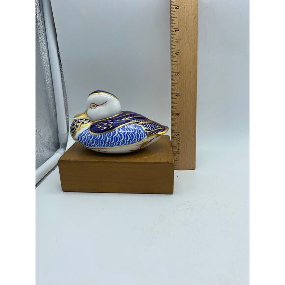 Imari Duck paper Wt ROYAL CROWN DERBY England bone china 22K gold silver stopper - Picture 9 of 10